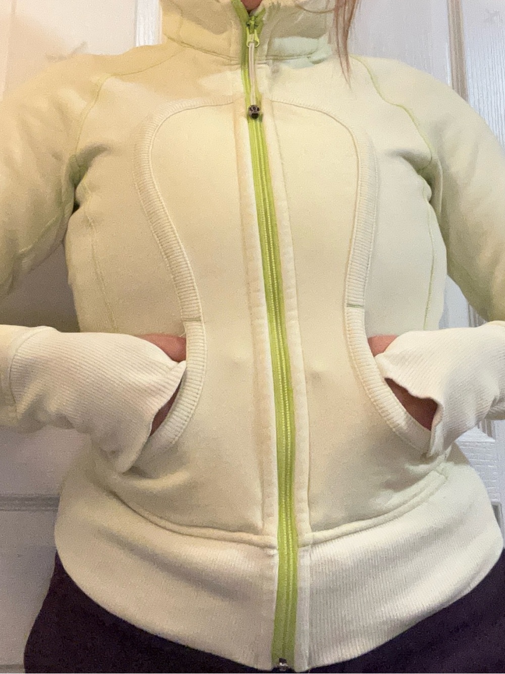 Lululemon Scuba Zip Up Hoodie Sweater embroidery hood pastel yellow green